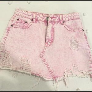Pink Denim Mini Skirt